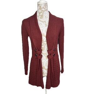 Fortune & Ivy Cardigan Size S in Rust Knit Sweater‎ Button Long Sleeve Soft